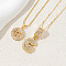 2Pcs 2 Styles Brass Pave Clear Cubic Zirconia Initial Pendant Necklace Sets, Golden, Letter G, 17.72 inch(45cm), 1pc/style