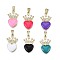 Brass Micro Pave Clear Cubic Zirconia Pendants, with Enamel and Brass Snap on Bails, Nickel Free, Real 18K Gold Plated, Heart, Mixed Color, 23x14.5x3mm, Hole: 2.5x5mm
