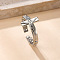 304 Stainless Steel Cuff Rings, Stainless Steel Color, Cross, Inner Diameter: Adjustable