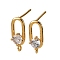 Brass Pave Clear Cubic Zirconia Stud Earring Findings, with Loop, Nickel Free, Oval, Real 18K Gold Plated, 14x6mm, Hole: 1mm, Pin: 1mm