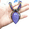 Bohemian Style Teardrop Zinc Alloy & Resin & Glass Seed Beaded Pendant Necklaces, Medium Purple, 17.72 inch(45cm)