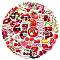 50Pcs Cartoon Cherry Paper Stickers, Self-adhesion, for Suitcase, Skateboard, Refrigerator, Helmet, Mobile Phone Shell, Mixed Color, 34~55x49~52x0.2mm, 50pcs/set