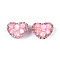 Heart Shape Polymer Clay Pave Rhinestone Beads, with Resin Flower & Glass, Focals Beads for Beadable Pens Jewelry Keychain Making, Pink, 18~20.5x24.5~25.5x15.5~18mm, Hole: 1.8mm