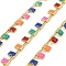 Brass Rectangle Link Chains, with Enamel, Soldered, with Spool, Real 18K Gold Plated, Long-Lasting Plated, Mixed Color, 4x1.5x0.7mm, 10m/roll