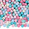 500Pcs Rubberized Style Imitated Silicone Acrylic Beads, Round, Light Yellow, 8x7.5mm, Hole: 1.6mm