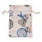 Linenette Drawstring Bags, Rectangle, Tower Pattern, 14x10cm