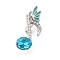 Musical Note Rhinestone Brooch Pins, Zinc Alloy Badge for Backpack Clothes, Aqua Bohemica, 30x19mm