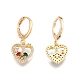 Colorful Cubic Zirconia Heart Dangle Leverback Earrings EJEW-N012-90-1