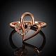 Romantic Heart Real Rose Gold Plated Brass Cubic Zirconia Finger Rings RJEW-BB08605-7RG-2