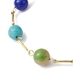 Bracelet à maillons en perles rondes avec pierres précieuses naturelles et synthétiques mélangées BJEW-JB09971-3