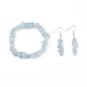 Natural Aquamarine Chips Beaded Jewelry Set SJEW-JS01232-07-1