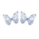 ポリエステル生地の翼の工芸品の装飾  DIYのジュエリー工芸品イヤリングネックレスヘアクリップ装飾  蝶の羽  ライトスチールブルー  37x43mm X-FIND-S322-005B-01-2