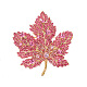 秋のカエデの葉ライトゴールド合金ラインストーンブローチピン  セーターコート用  ライトローズ  50x47mm PW-WG57699-03-1