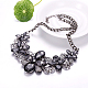 Fashion Women Jewelry Zinc Alloy Glass Rhinestone Flower Bib Statement Choker Collar Necklaces NJEW-BB15155-C-7