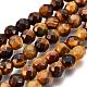 Faceted Grade A Natural Tiger Eye Round Bead Strands X-G-F260-01-4mm-1