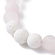 Bracelets extensibles en quartz rose naturel et pierre de lave teinte naturelle BJEW-JB03798-05-2