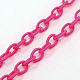 Handgefertigte Kabelschlaufe aus Nylon, Oval, tief rosa, 8~9x11~13x2 mm, ca. 85 cm / Strang, 33.5 Zoll