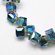 Rainbow Plated Crystal Glass Cube Beads Strands EGLA-F021-B02-1