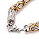 Ion Plating(IP) 304 Stainless Steel Column Links Bracelet with Byzantine Chains for Men BJEW-G649-01G-3