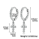 Rhodium Plated 925 Sterling Silver Cross Dangle Hoop Earrings HE1465-2-2