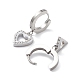 3 paire 3 style cristal strass trèfle & serrure & clé & triangle & plat rond & coeur boucles d'oreilles asymétriques EJEW-B020-01P-3