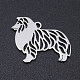 ステンレス製の犬用ペンダント201個  レーザーカット  中空  ラフ・コリー  ステンレス鋼色  15x20x1mm  穴：1mm STAS-N090-JN854-1-1