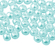真珠光沢のある環境に優しい染色ガラスパールラウンドビーズ  淡いターコイズ  4~4.5mm  穴：0.7~1.1mm  約1000個/箱 HY-PH0002-08-B-2