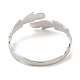304 Stainless Steel Feather Cuff Bangles BJEW-L682-025P-2