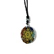 Chakra Yoga Theme Mixed Gemstone with Polygon Resin Pendant Necklace with Polyester Cord for Women CHAK-PW0001-025E-2