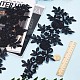 ポリエステル刺繍レースアップリケ  チャイナドレスの飾りアクセサリー  ドレス  花  ブラック  360x145x1mm DIY-WH0401-94B-3