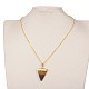 Golden Tone Triangle Brass Gemstone Pendant Necklaces NJEW-JN01161-6