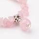 Naturel rose de bracelets de perles de quartz BJEW-JB02737-01-2