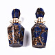 Pendentifs flacons de parfum ouvrants en bronzite synthétique et lapis lazuli assemblés G-S366-058A-2