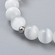Cat Eye Round Beads Stretch Bracelets BJEW-JB04409-02-5
