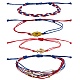 Set di braccialetti con perline intrecciate a forma di fiore e ancora 4 pz BJEW-SW00040-1