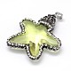 Starfish Glass Rhinestone Pendants GLAA-N0019-06-3