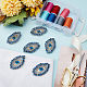 FINGERINSPIRE 6PCS Egypt Evil Eye Patch 1.4x2.1 inch Blue Gold Glass Rhinestone Applique Patch Eye Shape Exquisite Embroidered Sew On Patches with Felt Back for Clothing Backpacks Embellishment FIND-FG0001-78-5