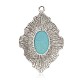 Antique Silver Plated Oval Alloy Synthetic Turquoise Big Pendants PALLOY-J176A-03AS-2