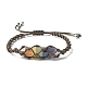 Chakra Theme Bullet Natural Mixed Gemstone Braided Bead Bracelet BJEW-TA00315-1
