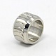 Stainless Steel Large Hole Column Carved Circular Arc Beads STAS-G037-05-2