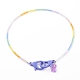 Rainbow Personalized Electroplate Glass Beaded Necklaces NJEW-JN03410-06-1