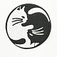 機械刺繍布地手縫い/アイロンワッペン  マスクと衣装のアクセサリー  アップリケ  猫の形をしたフラットラウンドい  ブラック＆ホワイト  75mm DIY-O003-28-1