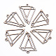 未完成の天然ポプラ材の大きなペンダント  レーザーカットウッドシェイプ  三角形  アンティークホワイト  59x45x2mm  穴：3mm WOOD-S045-117-1
