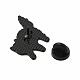 猫のテーマのエナメルピン  バックパックの服のための電気泳動の黒い合金のブローチ  ブラック  30x27x1mm JEWB-B005-08C-3
