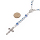 Collana di perle di vetro e rosario acrilico NJEW-TA00041-01-4