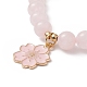 Bracelet extensible en perles de quartz rose naturel et cristal de quartz BJEW-TA00246-2