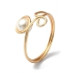 Anello con polsino aperto avvolto in filo di lega con perla di conchiglia RJEW-TA00095-1