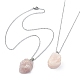 Natural Rose Quartz Nugget Pendant Necklace with 304 Stainless Steel Chains NJEW-JN04385-03-5