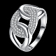真鍮製キュービックジルコニアリング  結婚指輪  環状の  プラチナ  サイズ6  16.5mm RJEW-BB16746-6P-2