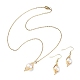 Collar con colgante de perlas naturales y aretes colgantes SJEW-JS01276-1
